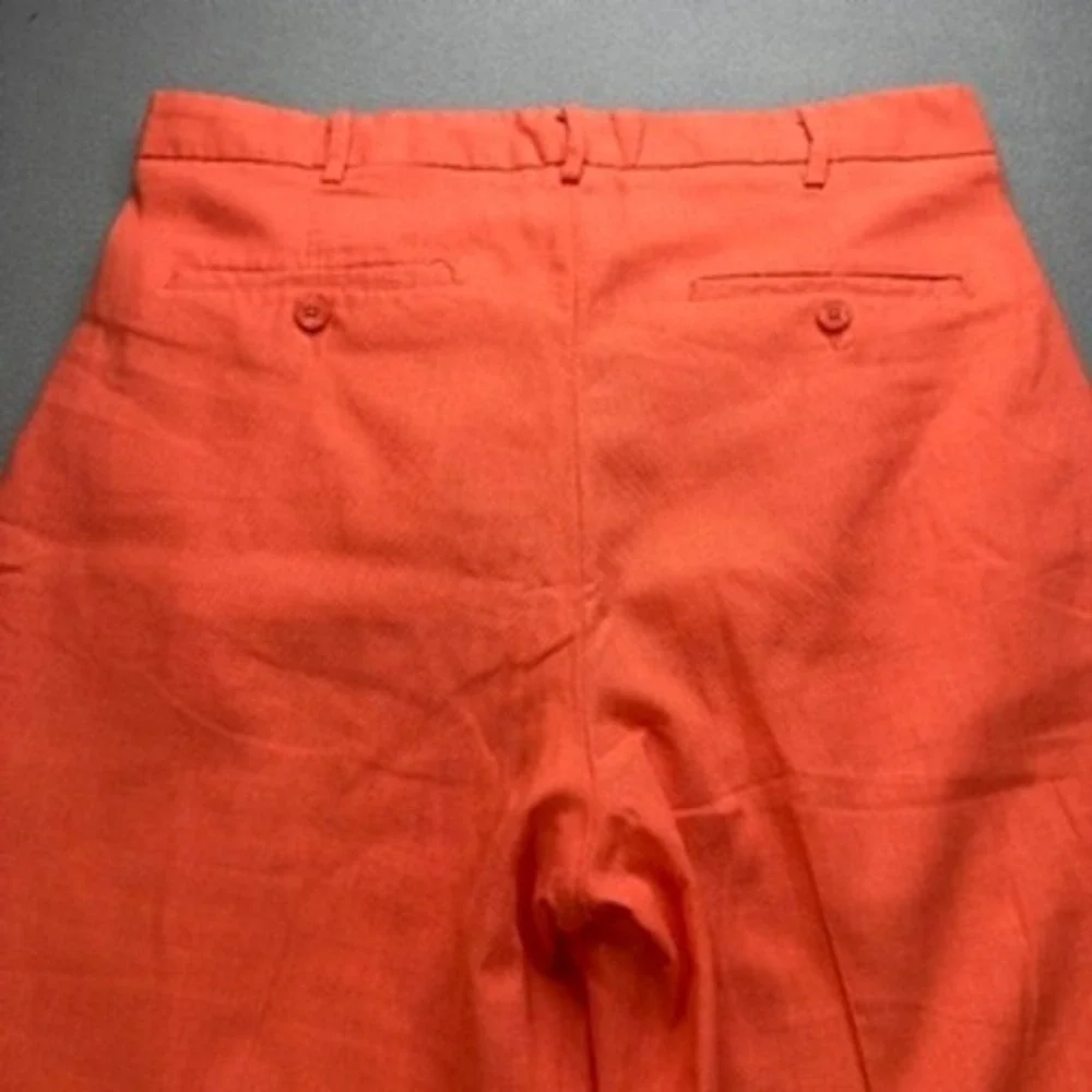 TRUST Pleated Linen Blend Trousers Relaxed Fit 34x32 (FIT 34x28) Orange Pants